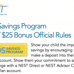 NEST Kids Savings Program Bonus Promotion