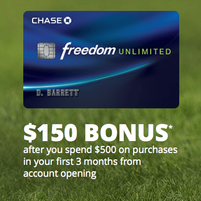 Chase Freedom Unlimited $175 Bonus and 1.5% Cash Back