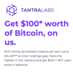 Tantra Labs $100 Bitcoin Bonus for Accredited Investors