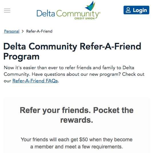 Delta Community Credit Union 50 Referral Bonuses