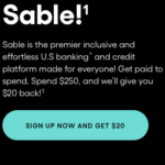 Sable Card $20 Referral Bonus Promotion