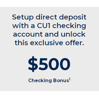Usb Checking Bonus Credit Union 1 (CU1): $500 Checking + $1,000 Savings Bonuses
