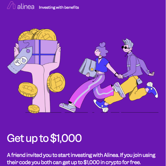 Alinea Socially Responsible Investing App 1,000 Bonus Crypto