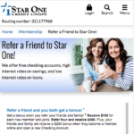 Star One Credit Union New Member Referral Bonuses