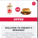 Freddy's Frozen Custard Rewards App Free Steakburger