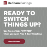 Dedham Savings $250 Free & Easy Checking Bonus