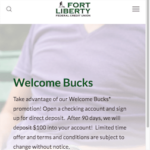 Fort Liberty FCU $100 Welcome Bucks Promotion